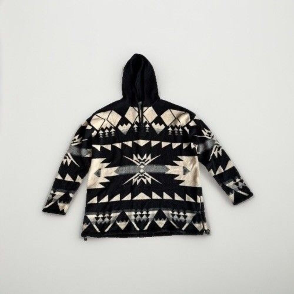 Vintage Lauren Ralph Lauren Lambswool Southwestern Hooded Sweater M Aztek